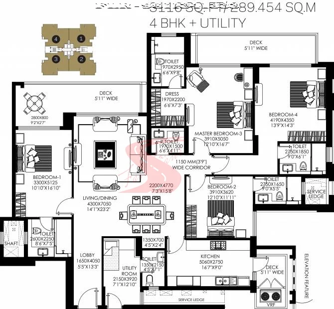 Luxury 3 BHK Apartment in The Crest By DLF